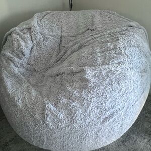Cozy Gray Faux Fur Bean Bag Chair